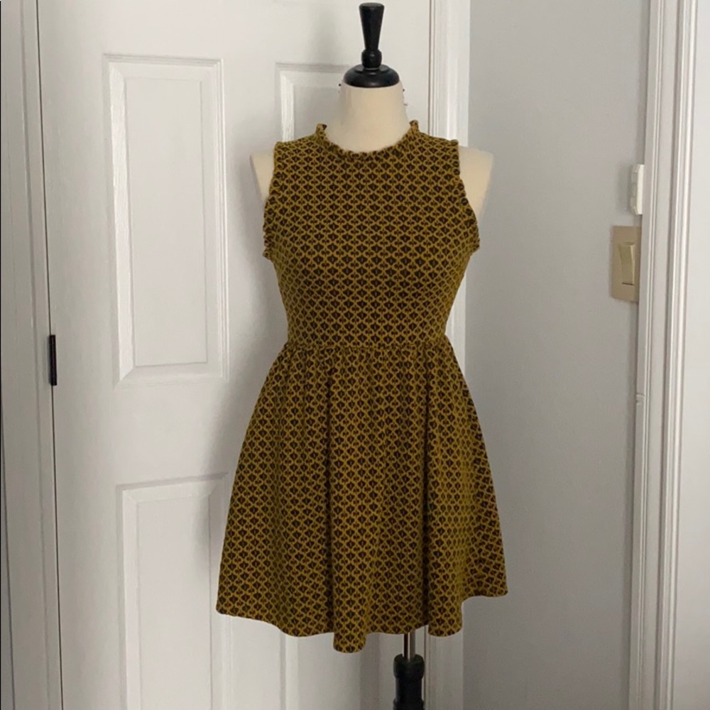 Frill neck and sleeve mini dress